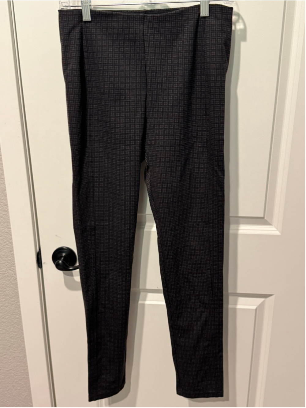 Women's Premise Pull-on Stretch Pants Size 4 Black Grey Plaid Pattern